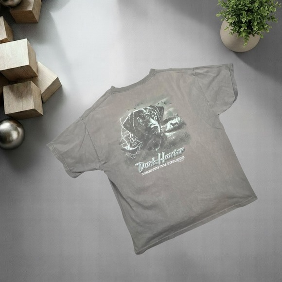 Delta Magnum Weight Other - Vintage Delta Duck Hunter T Shirt Mens XL Grey Dominate The Wetlands Black Lab